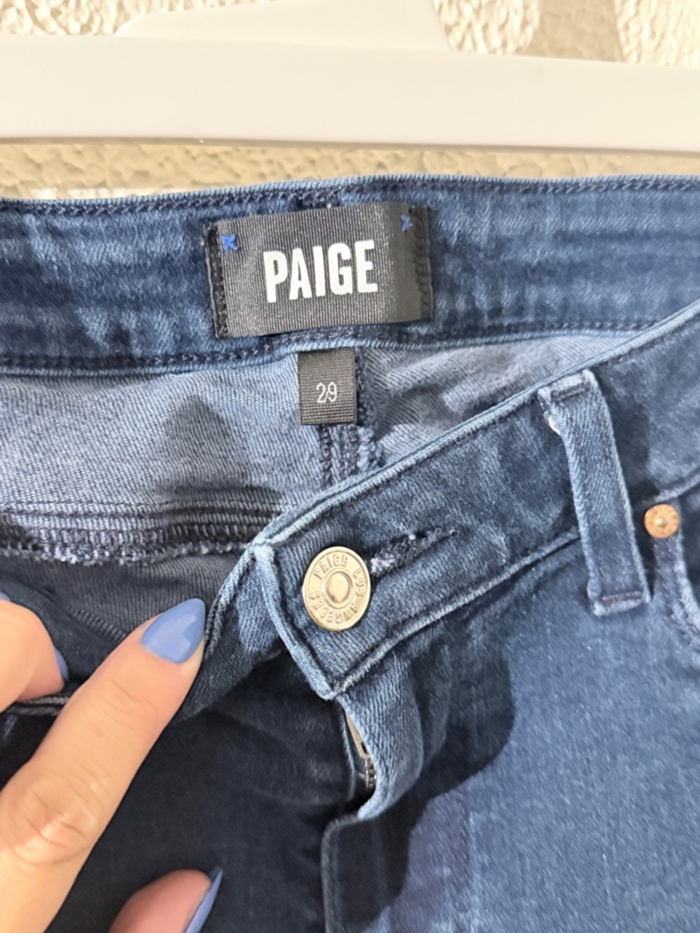 PAIGE Skinny Jeans Blue Raw Hem Ankle High Rise Size 29 Stretch Denim